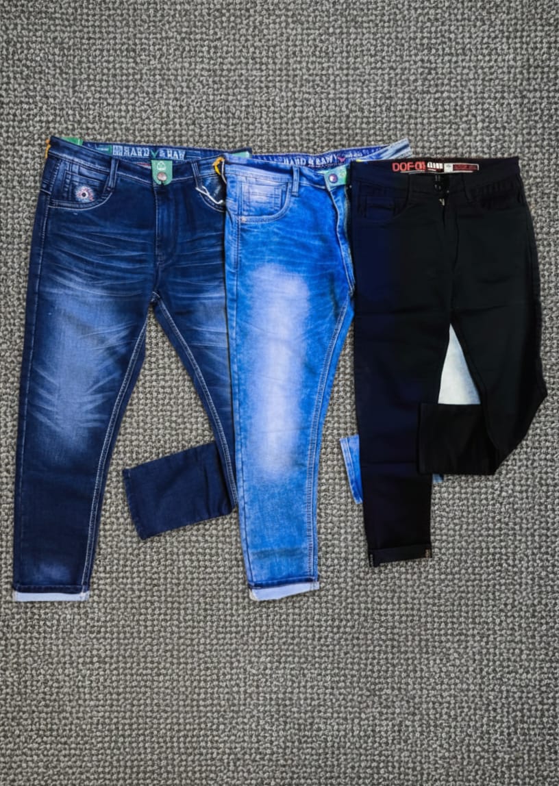 Premium Quality Nit Denim Pant (Deep blue, Light blue, Black) 3 pics